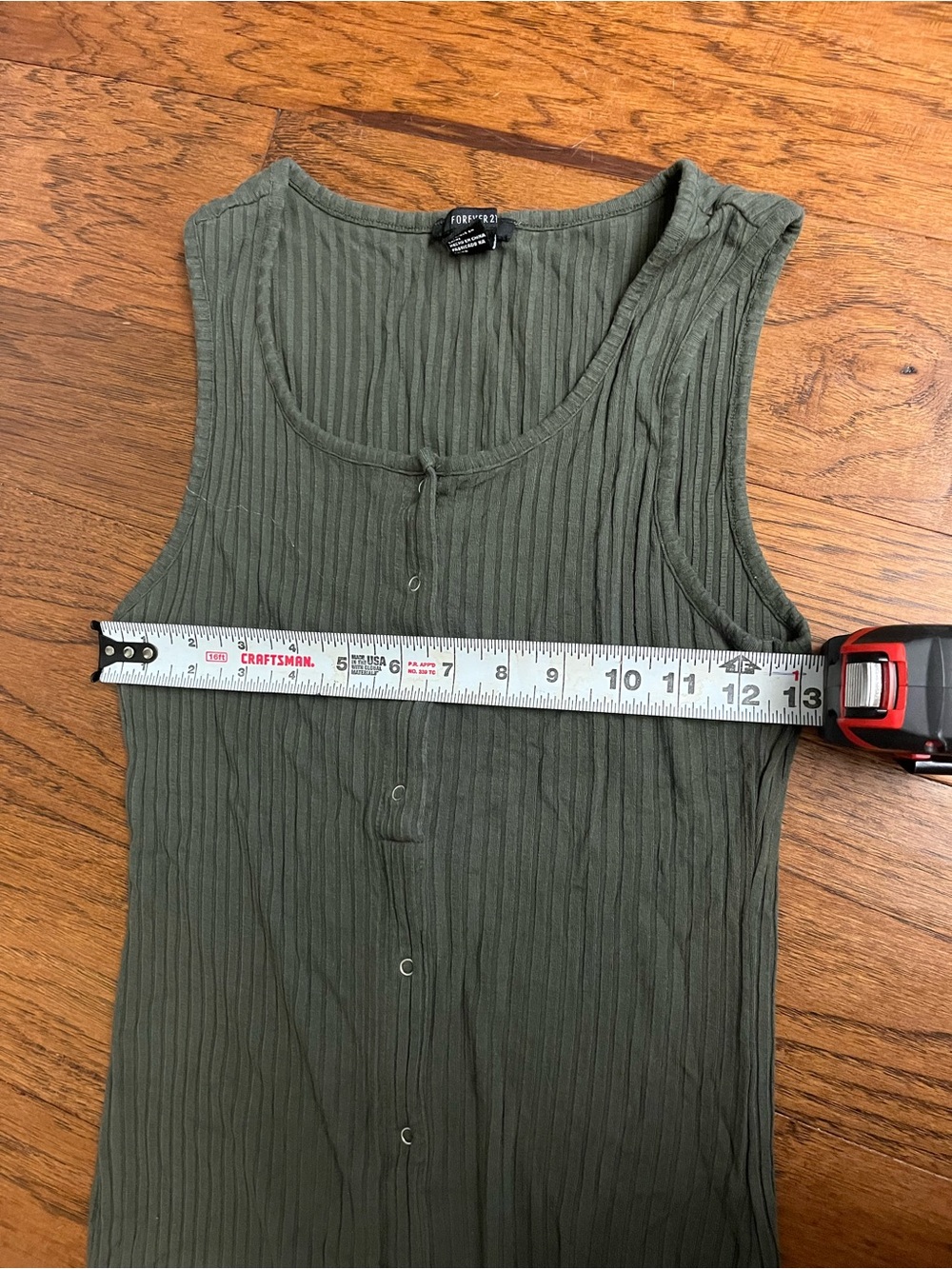 Forever 21 Olive Green Ribbed Button-Front Bodycon Midi Dress - Picture 5 of 5